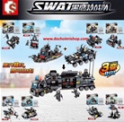 SÝ102151 -> 102158 Set 8In3 Xe Cảnh Sát SWAT:MADE IN CHINA 
Hãng SX : SY
SP là 1 set gòm 8 hộp lắp ráp SWAT - mỗi hộp lắp ráp được 1 kiểu xe khác nhau - kết hộp 4 hộp ráp được thêm 1 kiểu khác - 8 hộp ráp được 1 kiểu khác ( nên gọi là 8in3 )
Chất liệu : Nhựa abs an toàn
Sp không bán lẻ
*** Khách mua hàng vui lòng LIÊN HỆ TRƯỚC để shop KIỂM TRA HÀNG CÒN hay HẾT nhé * Cảm ơn