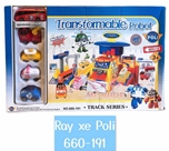 Ray Xe Nhựa Poli & Các Bạn 660-191:MADE IN CHINA
+ Hãng SX : ĐCN
+ Chất liệu : Nhựa abs an toàn 
+ Sp gồm xe mini Poli + ray lắp ráp đơn giản  , không dùng pin