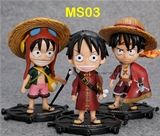 Set 3 Mô Hình Luffy One Piece - Q Version MS03:MADE IN CHINA
Chất liệu 100% NHỰA PVC an toàn
SP KHÔNG KÈM HỘP 
Ảnh thật SP - màu sắc có thể đậm / nhạt hơn hình do ÁNH SÁNG CHỤP
Ưu Điểm :