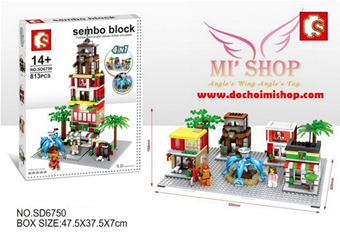 HẾT HÀNG-SD6750 Hệ Thống Mini Shop Fastfood & Cafe: - Chuẩn nhựa ABS an toàn 

- SP được thiết kế có đèn 

- 1 set gồm 4 nhà hàng : Cafe ~ Mc Donald ~ KFC ~ Siêu thị mini kèm Minifigures