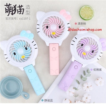 Quạt Mini Cầm Tay Kitty 3 Màu: MADE IN CHINA

Chất liệu : nhựa 
Sp có 3 màu chọn lựa : HỒNG - TÍM - XANH 
Sp có hộp - pin sạc + usb sạc
Quạt mini cao 15cm ~ có 1 mức mát & đèn
