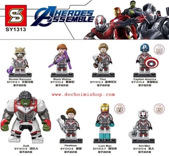 SY1313 Set 8 Minifigures Avengers Endgame: MADE IN CHINA 

+ Hãng SX : SY

+ Chất liệu : Nhựa abs an toàn

+ SP là 1 set gồm 8 hộp lắp ráp 8 Minifigures Siêu Anh Hùng Avengers - Endgame 



