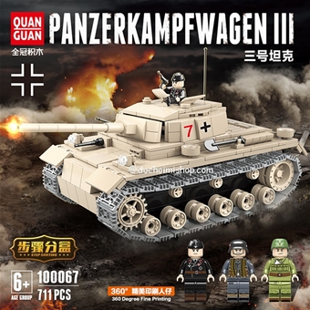 100067 Xe Tăng Đức Panzerkampfwagen III: MADE IN CHINA 

+ Hãng SX : Quan Guan

+ Chất liệu : Nhựa abs an toàn

+ SP gồm 711 miếng ráp kèm sách hướng dẫn




