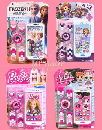 Đồng Hồ + Điện Thoại Pin Princess Barbie: MADE IN CHINA 

+ Hãng SX : ĐCN

+ Chất liệu : Nhựa abs an toàn

+ Ảnh thật shop chụp , 1 sp gồm có 1 đồng hồ + 1 điện thoại , 4 kiểu như hình 




