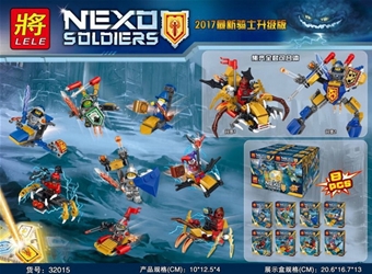 Lele 32015 Set 8In1 Nexo Knights: MADE IN CHINA 

+ Hãng SX : Lele

+ Chất liệu : Nhựa abs an toàn

+ SP là 1 set gồm 8 hộp lắp ráp 8 minifigure Nexo Knights - 8in1 Robot vs Xe

 

 

