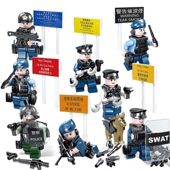SY1488 Set 8 Cảnh Sát Biệt Đội Cơ Động: MADE IN CHINA

+ Hãng SX : Sembo Block

+ Chất liệu : Nhựa abs an toàn

+ SP gồm 1 set 8 hộp lắp ráp 8 Cảnh sát kèm phụ kiện như hình



